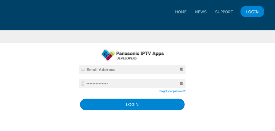 Anmeldung für Panasonic-Entwickler