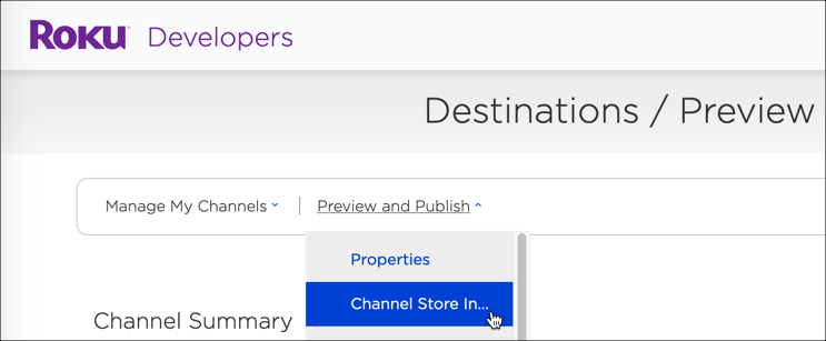 Dropdown-Menü „Channel-Store-